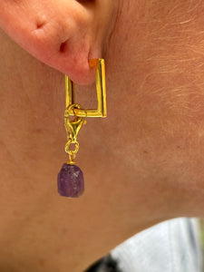 Boucles carrées argent doré 925